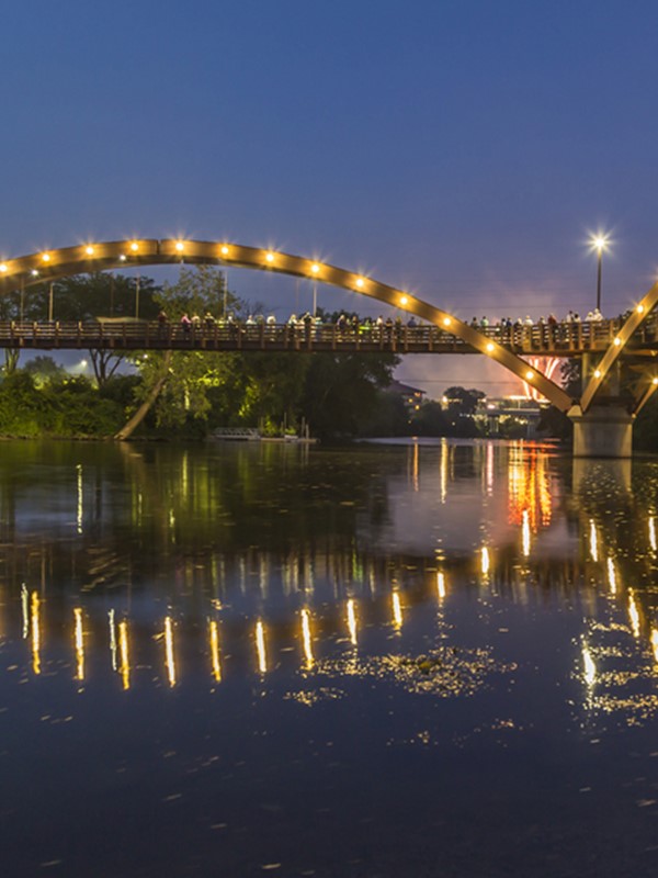Bridge with light in Illinois