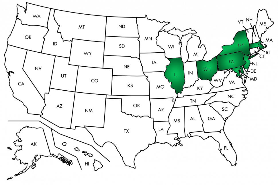 United states with states in geen that Nordic Energy Serves